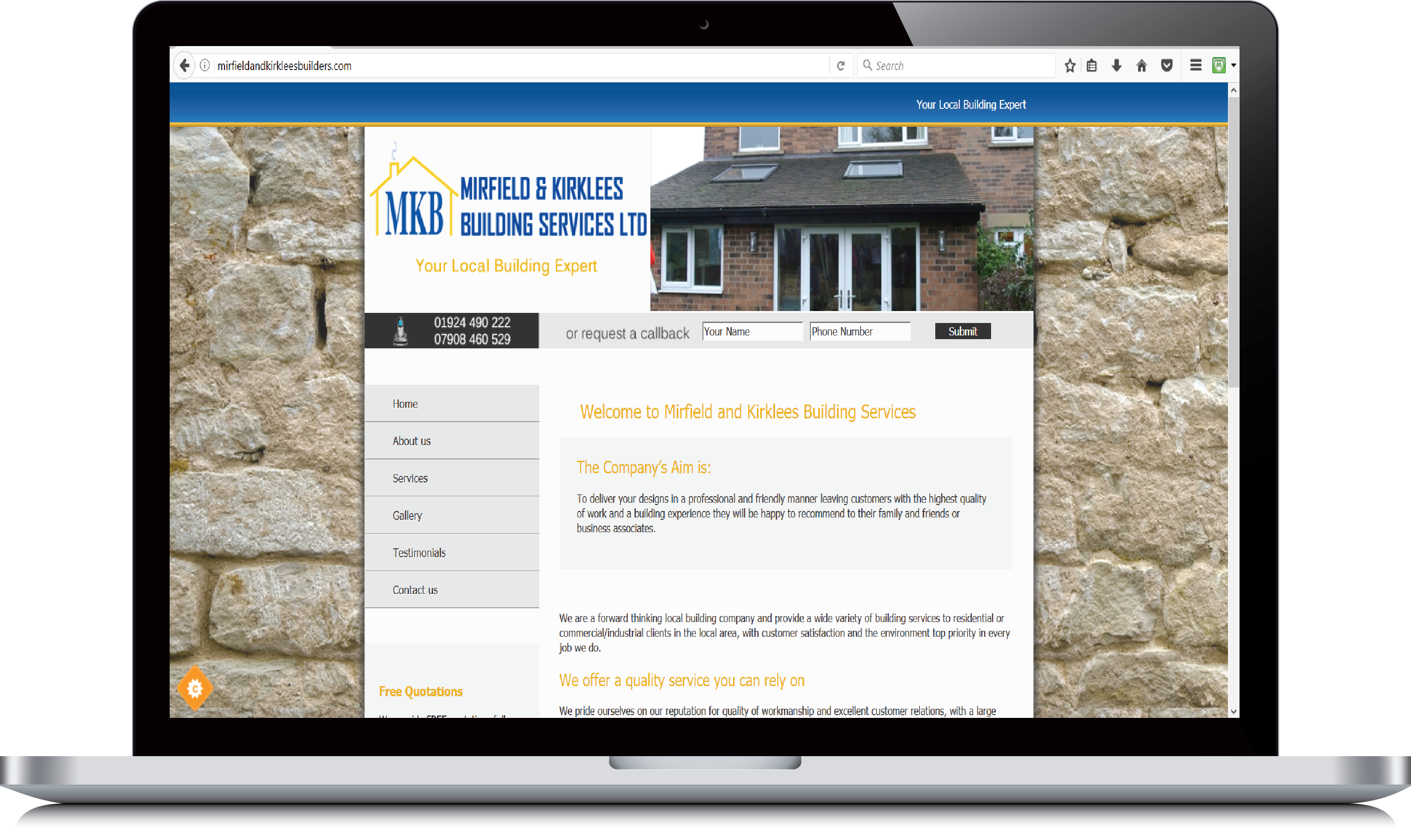 Mirfield and Kirklees Builders website example view